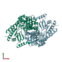 PDB entry 2x8u coloured by chain, front view.