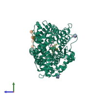 PDB entry 2x96 coloured by chain, side view.