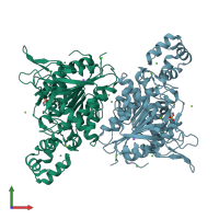 PDB entry 2x98 coloured by chain, front view.