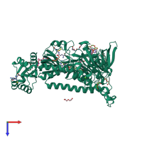 PDB entry 2x99 coloured by chain, top view.