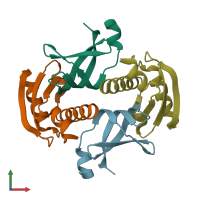 PDB entry 2x9a coloured by chain, front view.