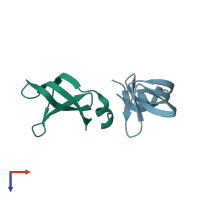 PDB entry 2x9b coloured by chain, top view.