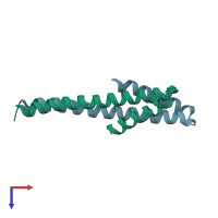 PDB entry 2x9c coloured by chain, top view.