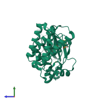 PDB entry 2x9f coloured by chain, side view.