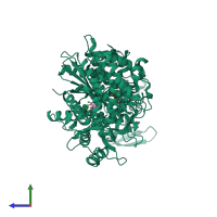 PDB entry 2x9h coloured by chain, side view.