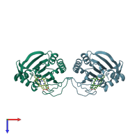 PDB entry 2x9j coloured by chain, top view.