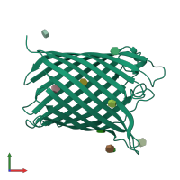 PDB entry 2x9k coloured by chain, front view.