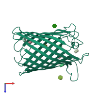 PDB entry 2x9k coloured by chain, top view.