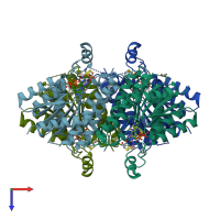 PDB entry 2x9n coloured by chain, top view.