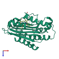 PDB entry 2x9o coloured by chain, top view.