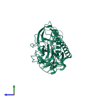 PDB entry 2x9w coloured by chain, side view.