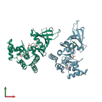 PDB entry 2xa4 coloured by chain, front view.