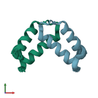 PDB entry 2xa6 coloured by chain, ensemble of 20 models, front view.