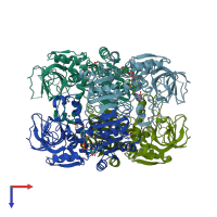 PDB entry 2xaa coloured by chain, top view.