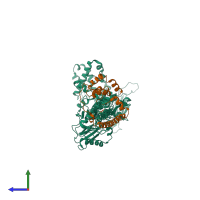 PDB entry 2xaj coloured by chain, side view.