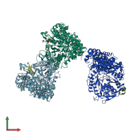 PDB entry 2xav coloured by chain, front view.