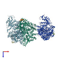 PDB entry 2xaw coloured by chain, top view.