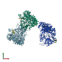 PDB entry 2xax coloured by chain, front view.