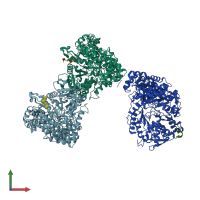 PDB entry 2xay coloured by chain, front view.