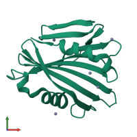 PDB entry 2xb3 coloured by chain, front view.