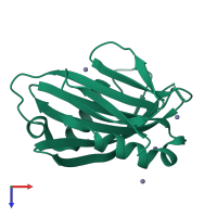 PDB entry 2xb3 coloured by chain, top view.