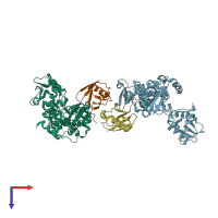 PDB entry 2xbb coloured by chain, top view.