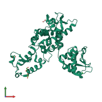 PDB entry 2xbf coloured by chain, front view.