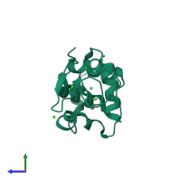 PDB entry 2xbs coloured by chain, side view.