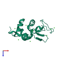 PDB entry 2xbs coloured by chain, top view.