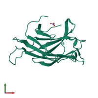 PDB entry 2xbt coloured by chain, front view.