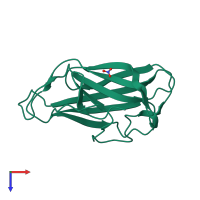 PDB entry 2xbt coloured by chain, top view.