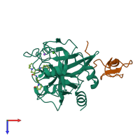 PDB entry 2xbv coloured by chain, top view.