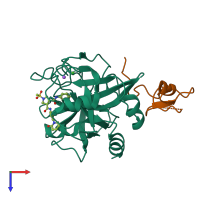 PDB entry 2xbx coloured by chain, top view.