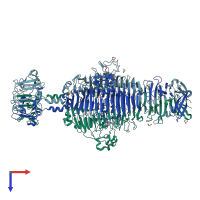 PDB entry 2xc1 coloured by chain, top view.