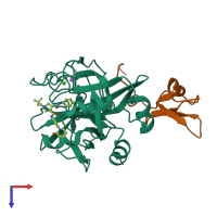 PDB entry 2xc4 coloured by chain, top view.