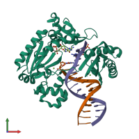 PDB entry 2xca coloured by chain, front view.