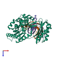 PDB entry 2xca coloured by chain, top view.