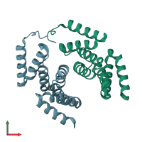 PDB entry 2xcc coloured by chain, front view.