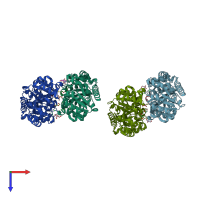 PDB 2xci coloured by chain and viewed from the top.
