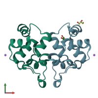 PDB entry 2xcj coloured by chain, front view.