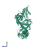 PDB entry 2xcq coloured by chain, side view.