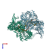 PDB entry 2xcs coloured by chain, top view.