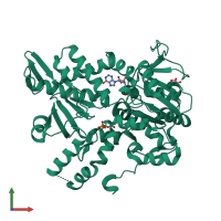 PDB entry 2xcv coloured by chain, front view.