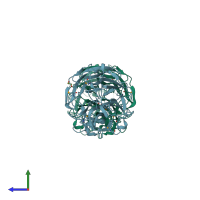 PDB entry 2xcy coloured by chain, side view.