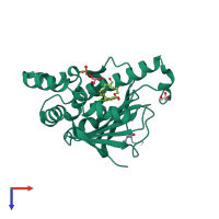 PDB entry 2xd6 coloured by chain, top view.