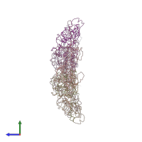 PDB entry 2xd8 coloured by chain, side view.