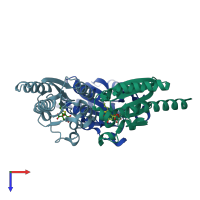 PDB entry 2xd9 coloured by chain, top view.