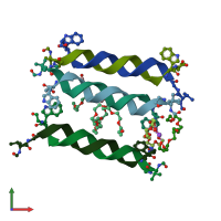 PDB entry 2xdc coloured by chain, front view.