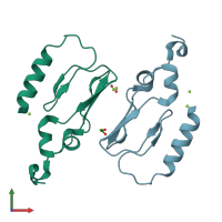 PDB entry 2xdg coloured by chain, front view.