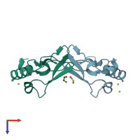 PDB entry 2xdg coloured by chain, top view.